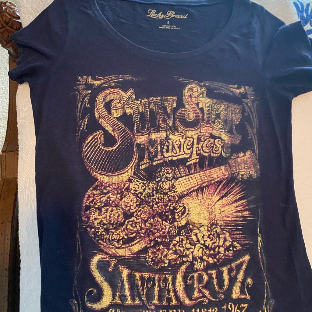 Lucky Brand Black And Gold Sunset Music Fest Tee